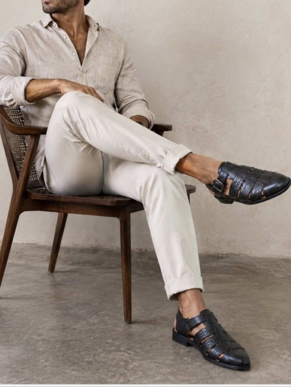 Stacy Adams Men's Black Leather Fisherman Dress Sandals